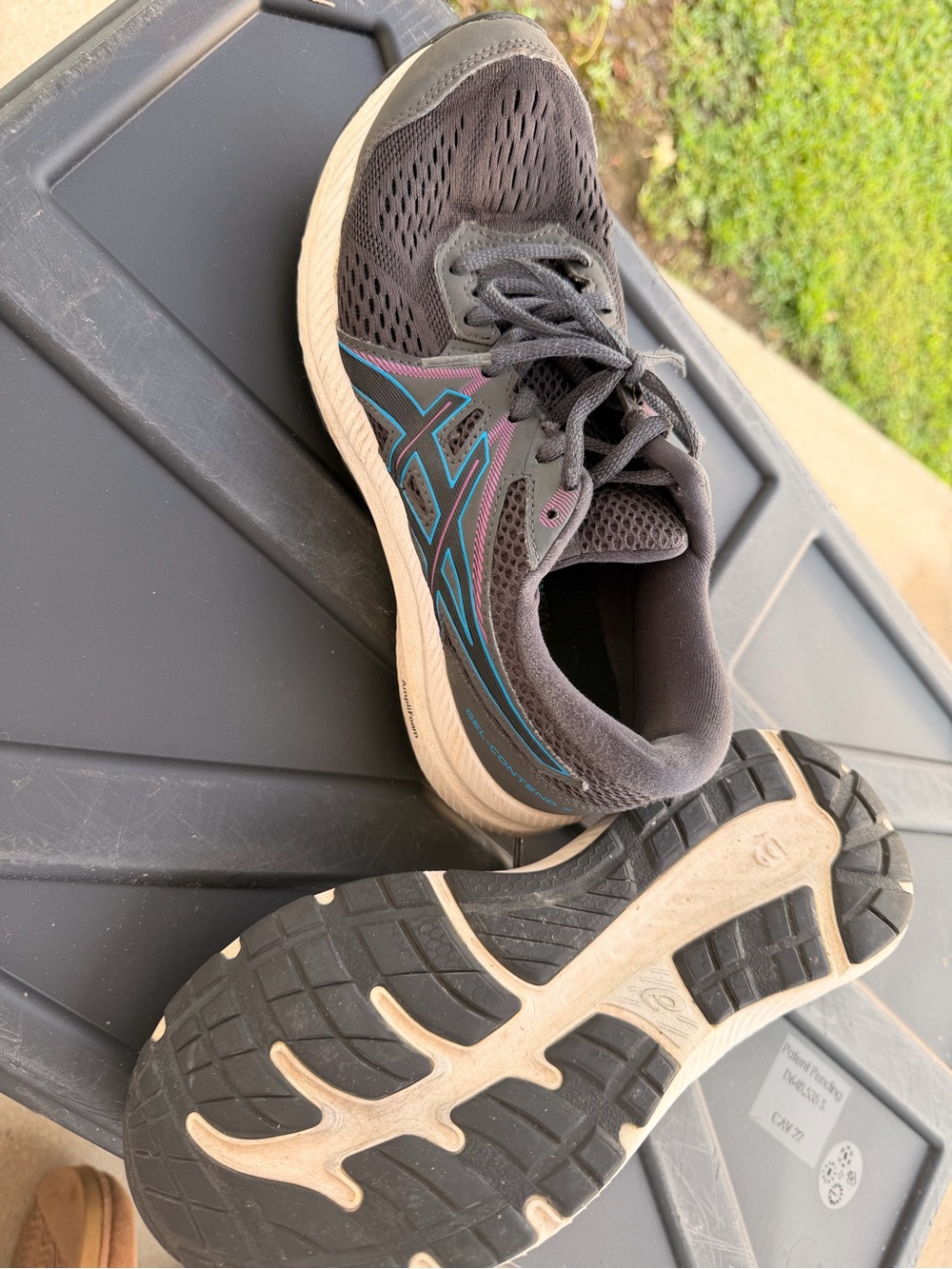 ASICS Black Athletic Shoes with Blue and Purple Accents